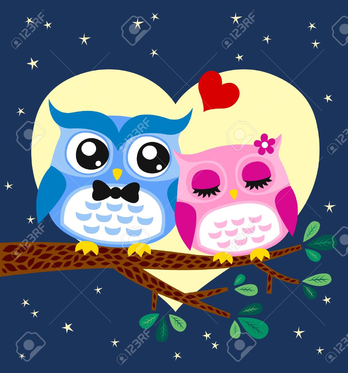 フクロウ カップル イラストのイラスト素材・ベクター Image 14557851