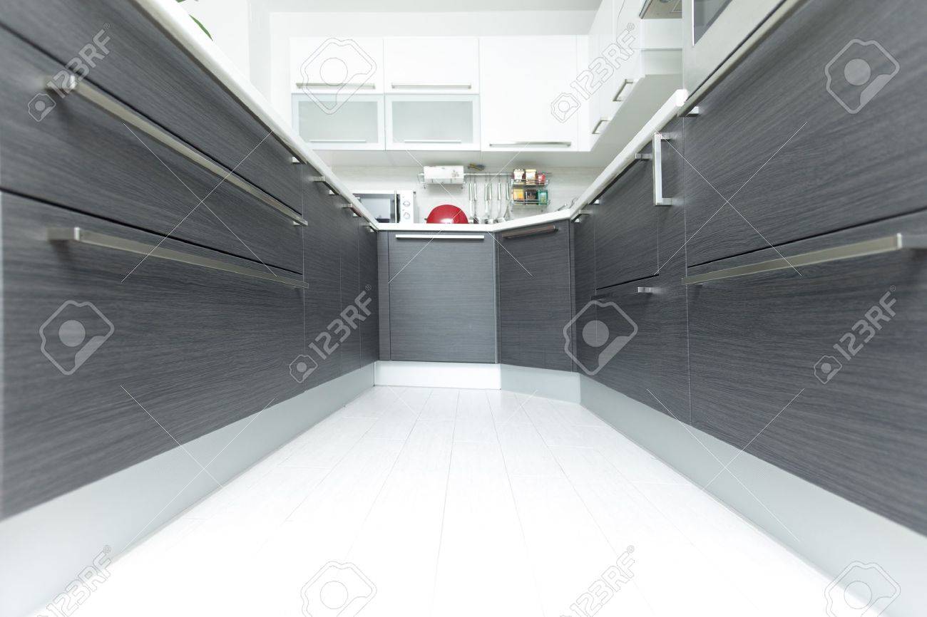 Open Plan De Perspective Interieure Cuisine Dans La Maison Moderne