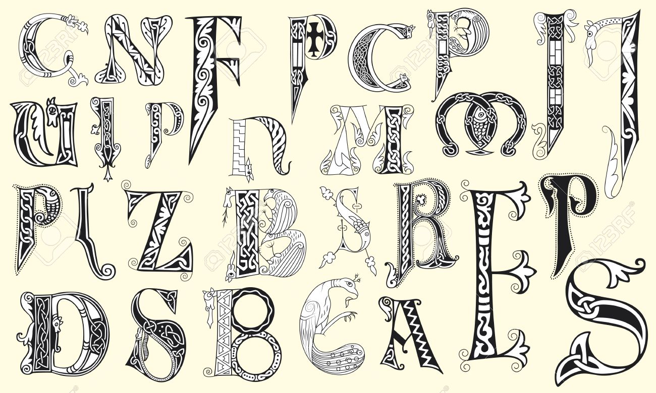various medieval capital letters in editable vector file royalty medieval letter s