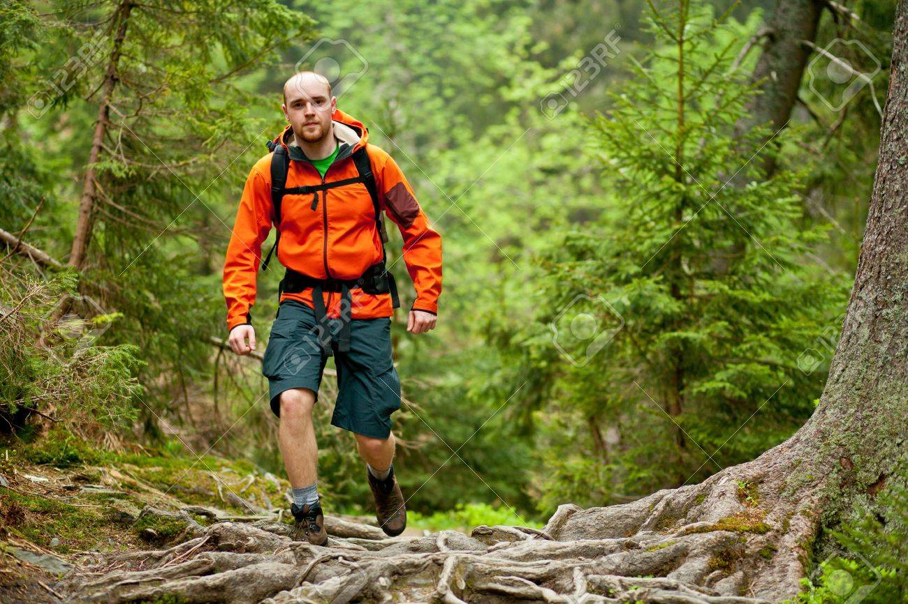 Orange Jacket Walking Hiking Outdoors 