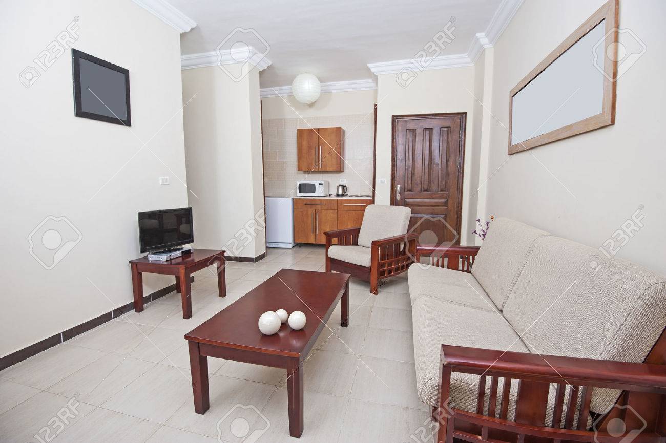 interior of show home living room showing interior design stock