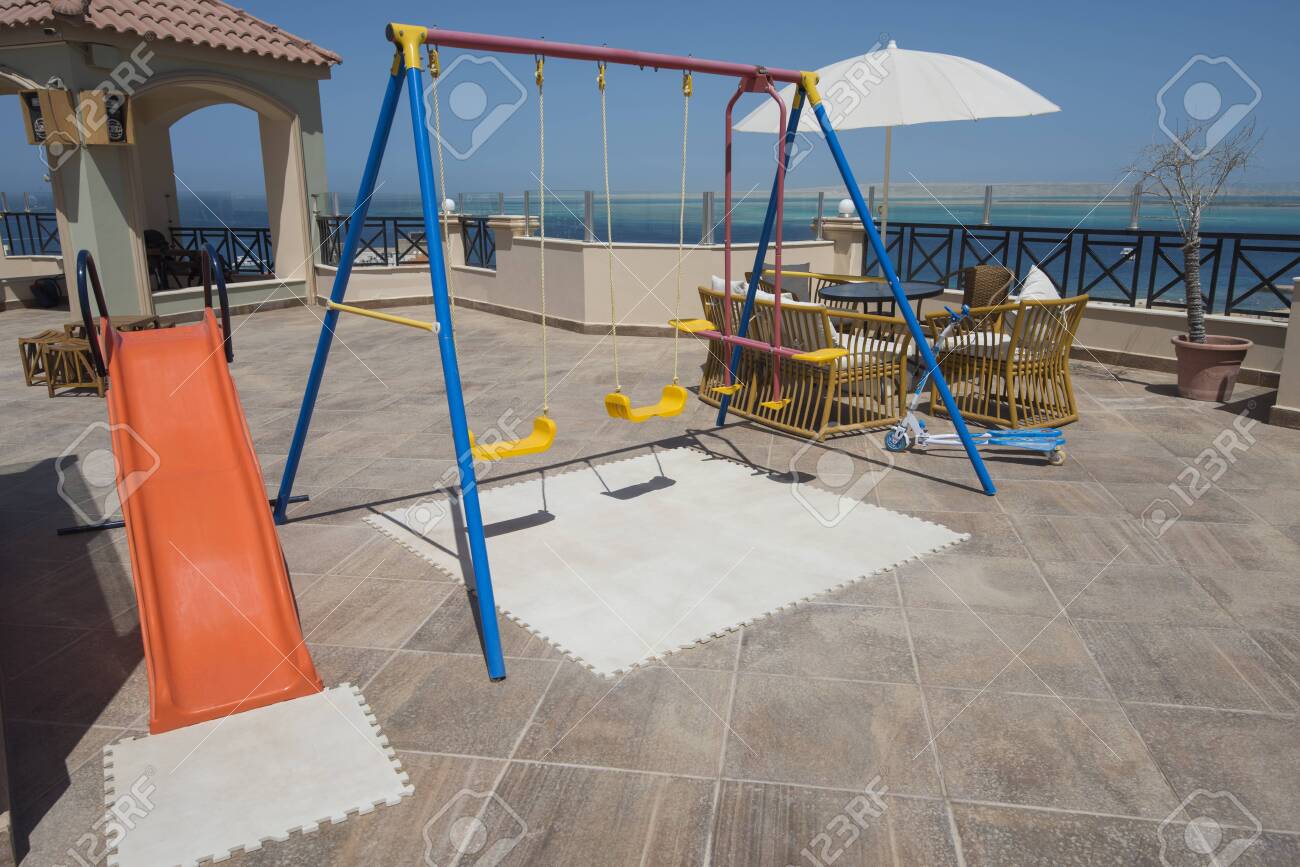 Childrens Play Area Playground On Large Roof Terrace Patio Area