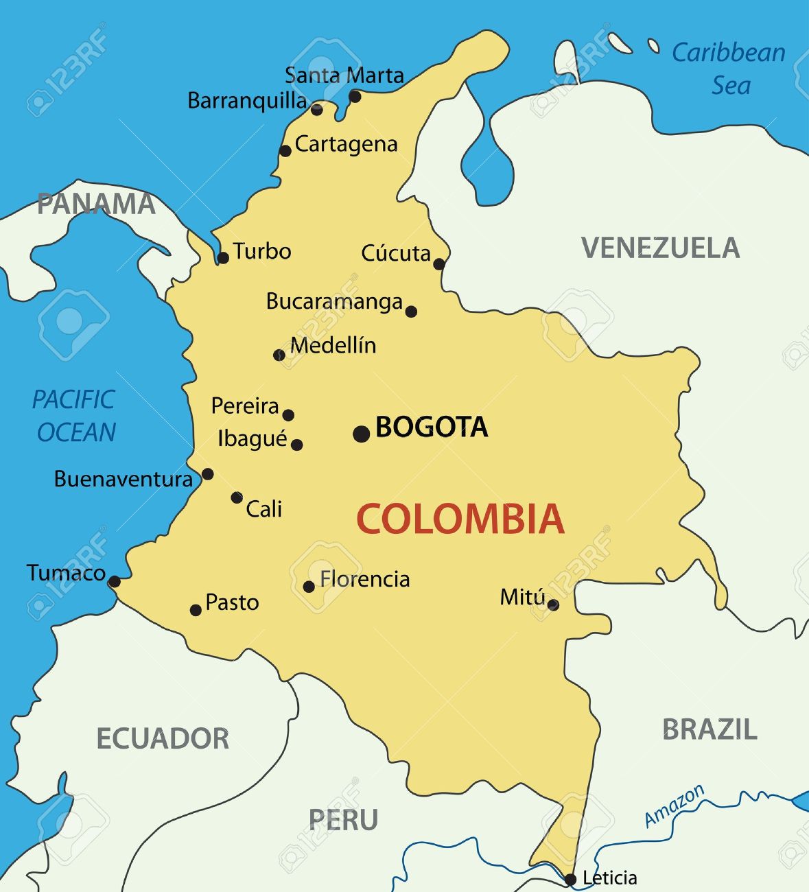 republic of colombia map royalty free cliparts vectors and stock