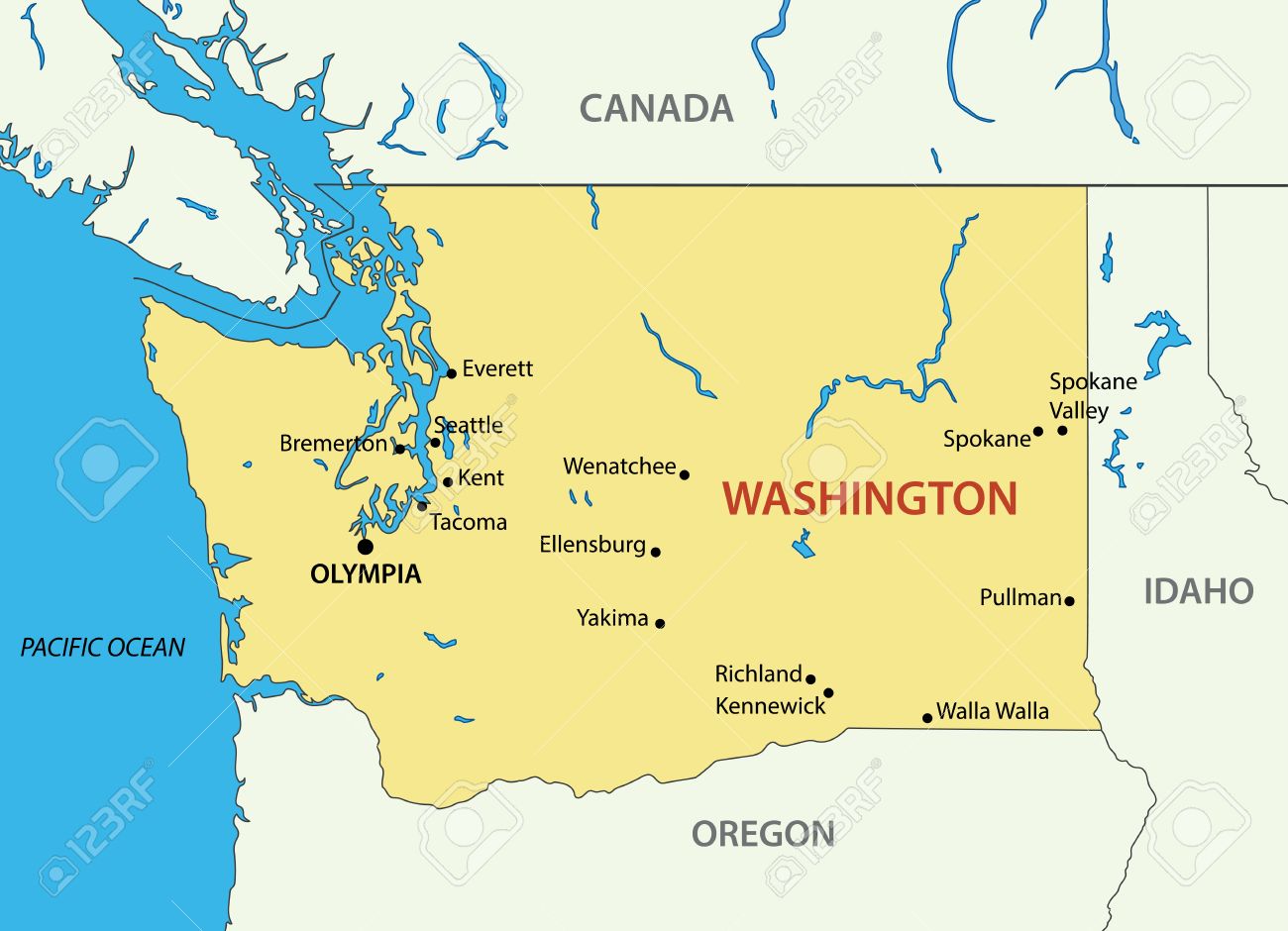 Washington State Vector Map Royalty Free Cliparts Vectors And Stock Illustration Image