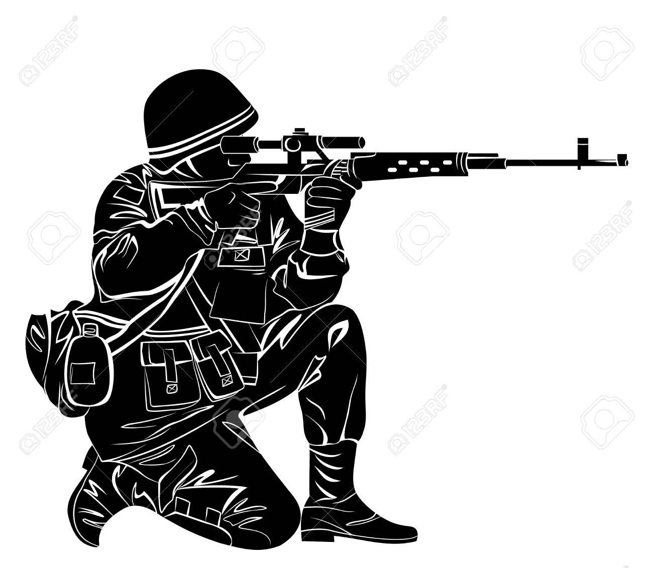 銃から射撃兵のベクトル イラスト のイラスト素材 ベクタ Image