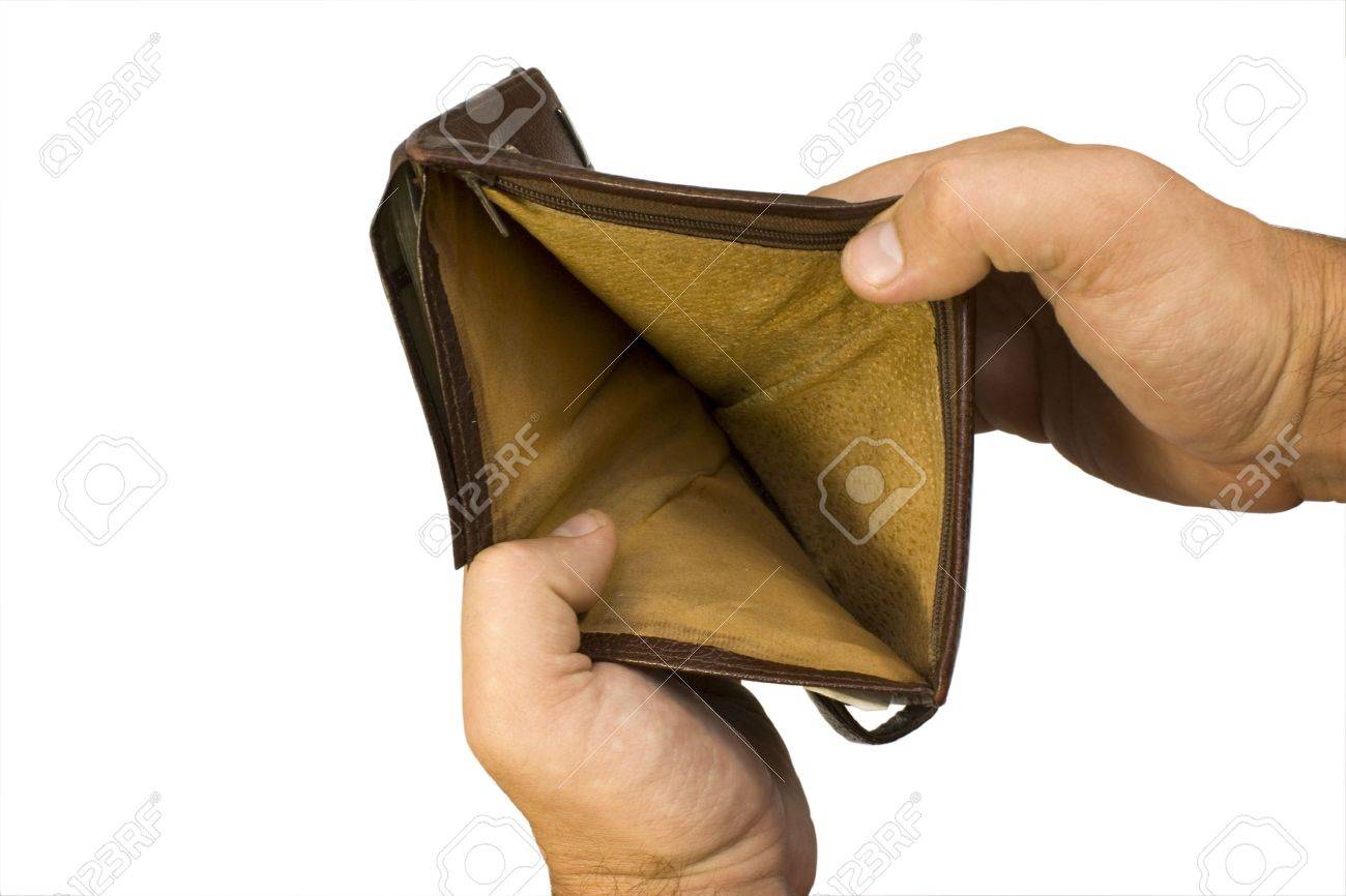 Monedero Vacío En Manos Aisladas Sobre El Fondo Blanco Fotos, Retratos, Imágenes De Archivo Libres De 5352302.
