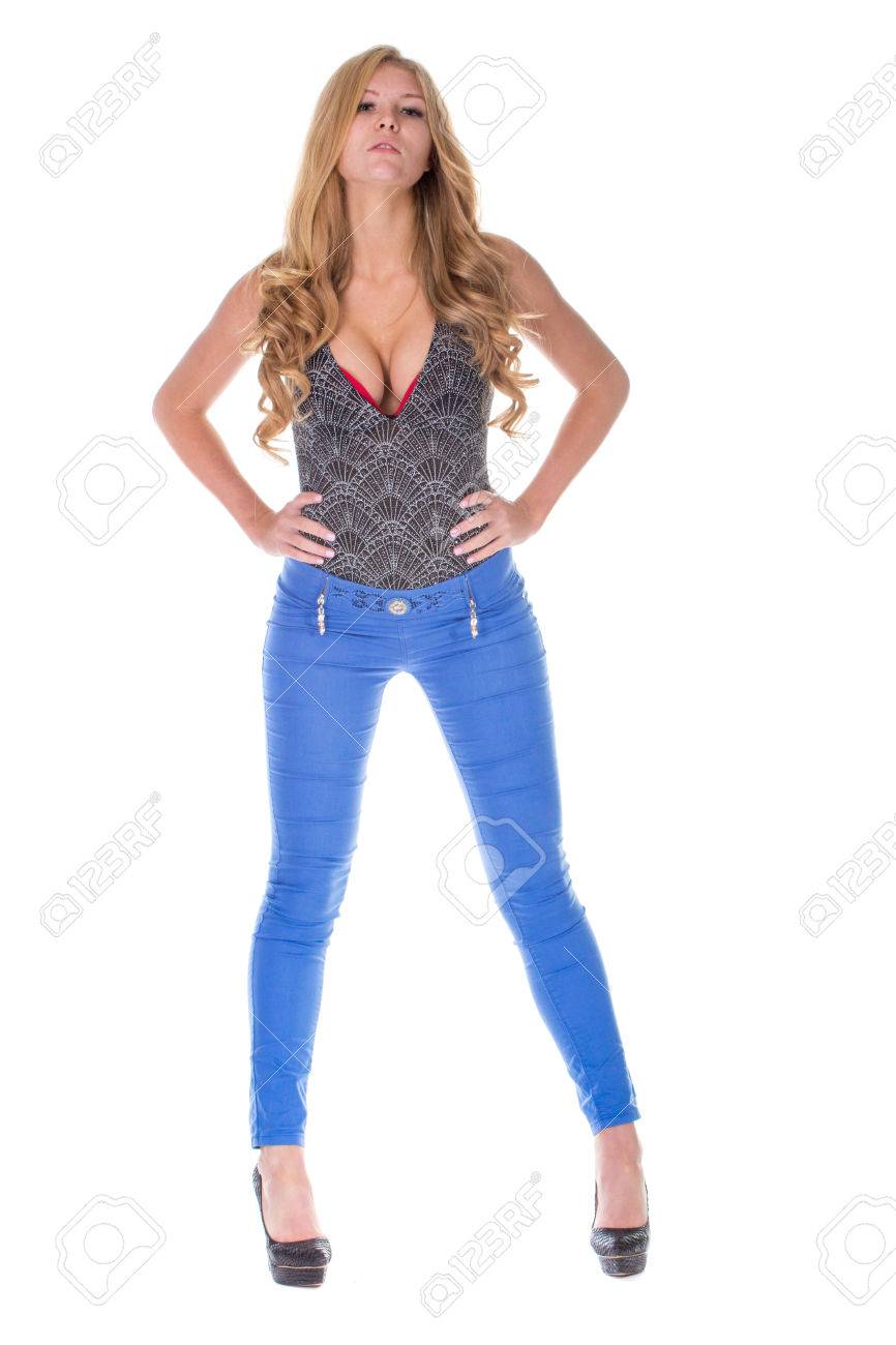 bright blue jeans