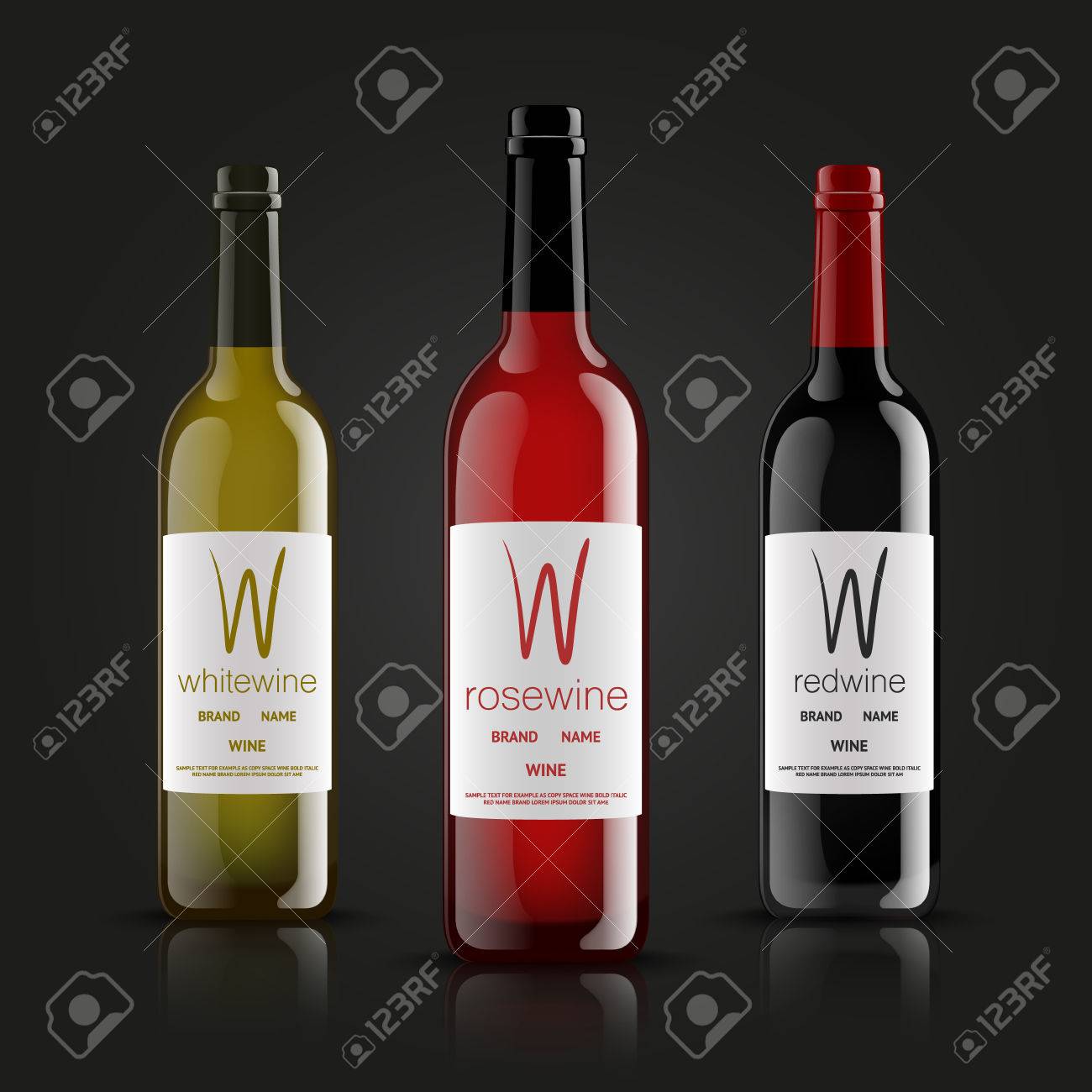 Download Vector Wine Bottles Made In A Realistic Style On A Dark Background Royalty Free Cliparts Vectors And Stock Illustration Image 79568128