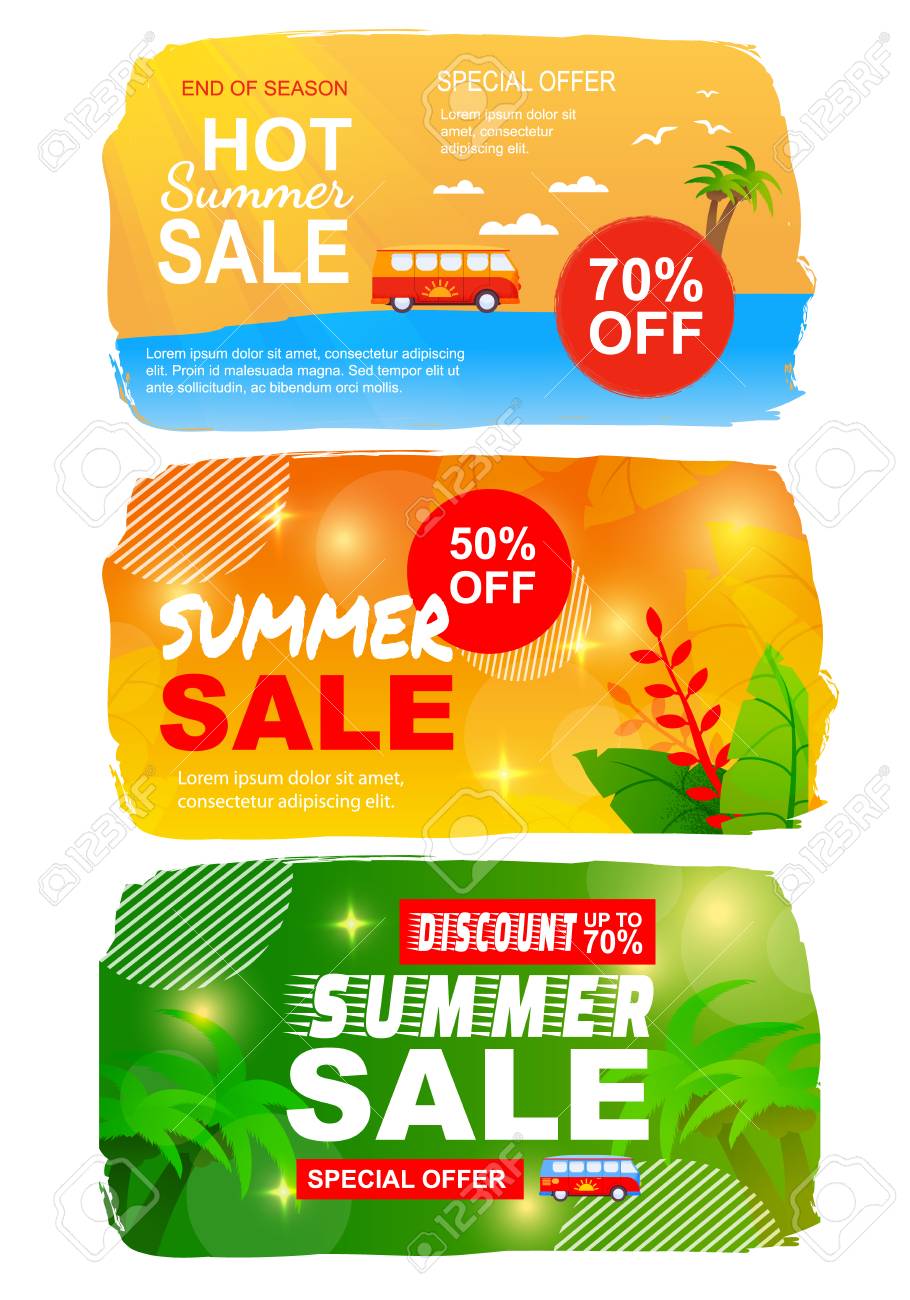 flat summer sales set with best seasonal offers printable banner printable banner templates