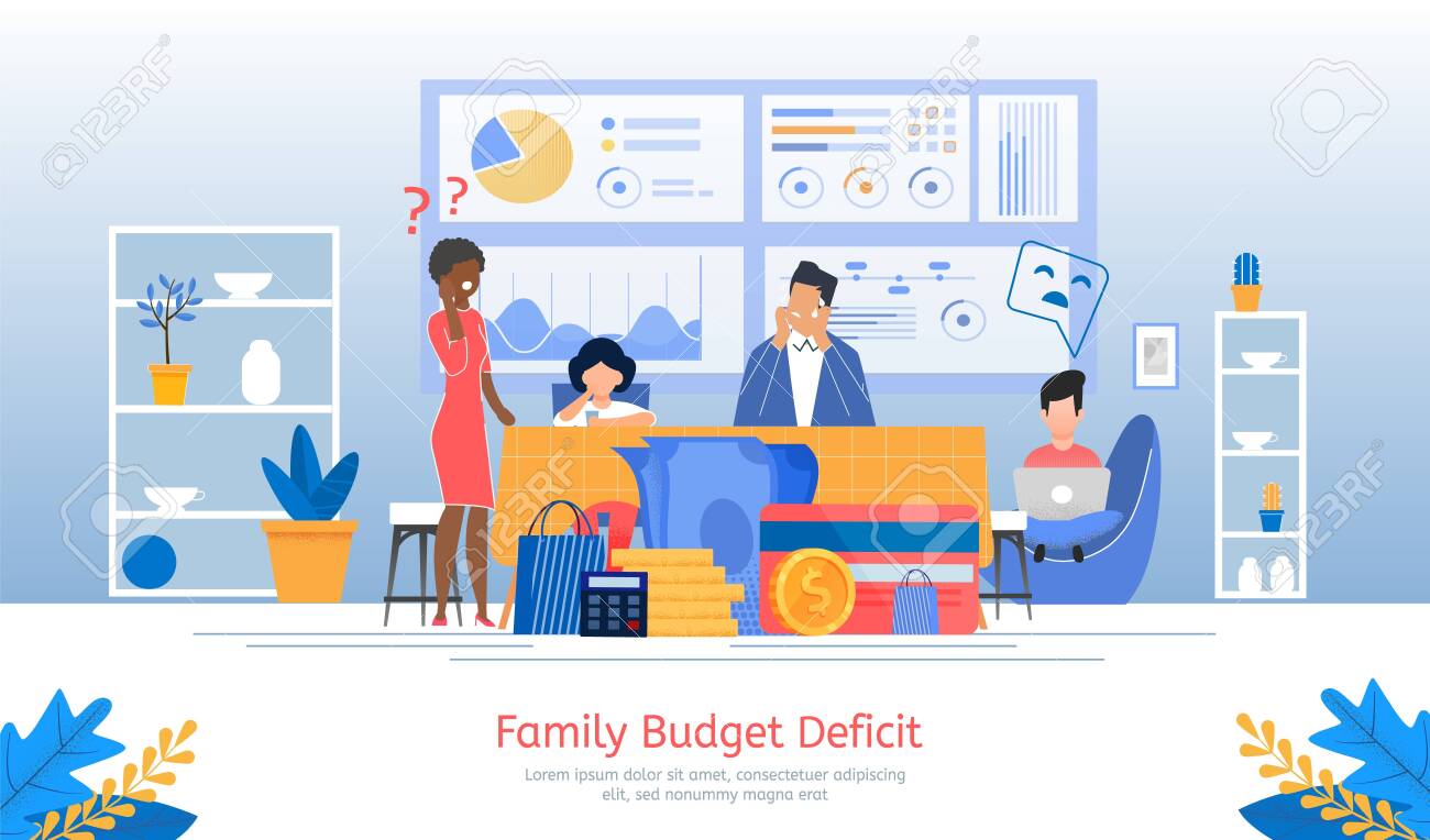 Family Budget Deficit, Financial Problems, Unemployment or Income Loosing, Loan Payment Past Due Banner, Poster. Parents with Children Worried Because Lack of Money Trendy Flat Vector Illustration - 143010903 Family Budget Deficit, Financial Problems, Unemployment or Income Loosing, Loan Payment Past Due Banner, Poster. Parents with Children Worried Because Lack of Money Trendy Flat Vector Illustration - 143010903