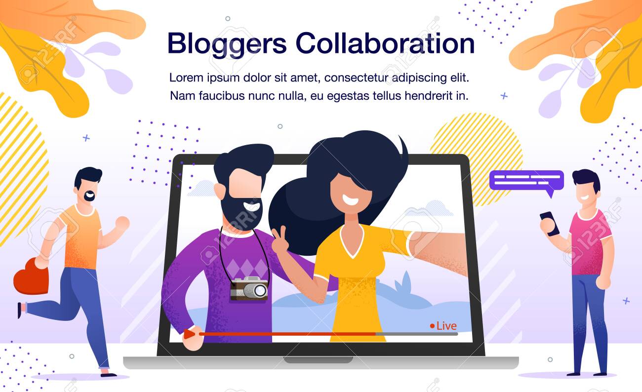 Travel or Lifestyle Bloggers Collaboration Banner or Poster. Man and Woman Streaming Live Video from Touristic Journey, Subscribers Watching Broadcast in Internet Trendy Flat Vector Illustration - 148488542 Travel or Lifestyle Bloggers Collaboration Banner or Poster. Man and Woman Streaming Live Video from Touristic Journey, Subscribers Watching Broadcast in Internet Trendy Flat Vector Illustration - 148488542