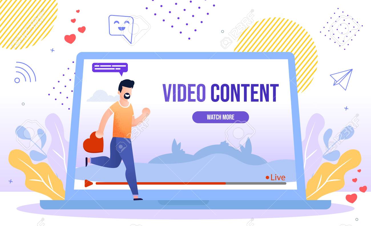 Popular and Trendy Video Content, Live Streaming Hobby, Social Media Viewer Concept. Man Hurrying to Watch New Video, Blogger Follower, Subscriber Liking and Sharing Content Flat Vector Illustration - 148488560 Popular and Trendy Video Content, Live Streaming Hobby, Social Media Viewer Concept. Man Hurrying to Watch New Video, Blogger Follower, Subscriber Liking and Sharing Content Flat Vector Illustration - 148488560