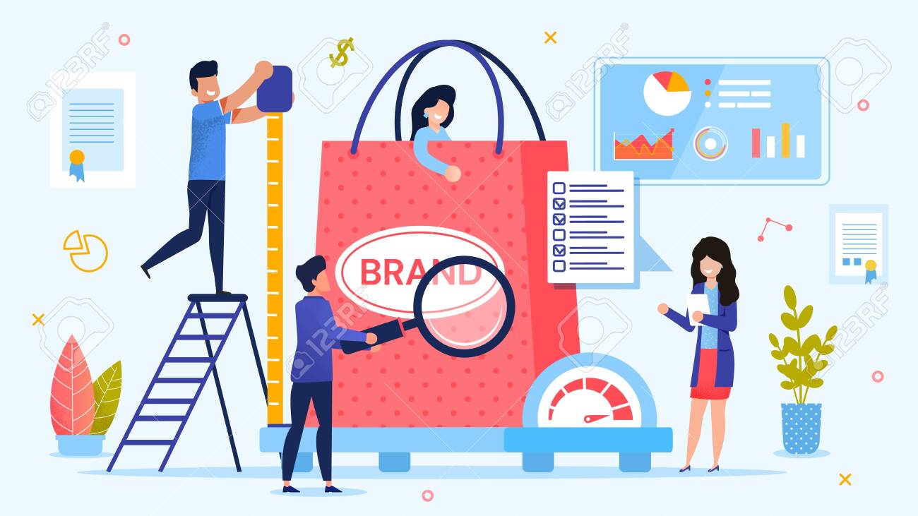 Personal Branding Technology. Brand Testing Process. Woman Customer in Shopping Bag on Weight Scale. Man with Ruler Measuring Size. Lady with Checkup List. Team Marketer. Metaphor Vector Illustration - 144499894 Personal Branding Technology. Brand Testing Process. Woman Customer in Shopping Bag on Weight Scale. Man with Ruler Measuring Size. Lady with Checkup List. Team Marketer. Metaphor Vector Illustration - 144499894