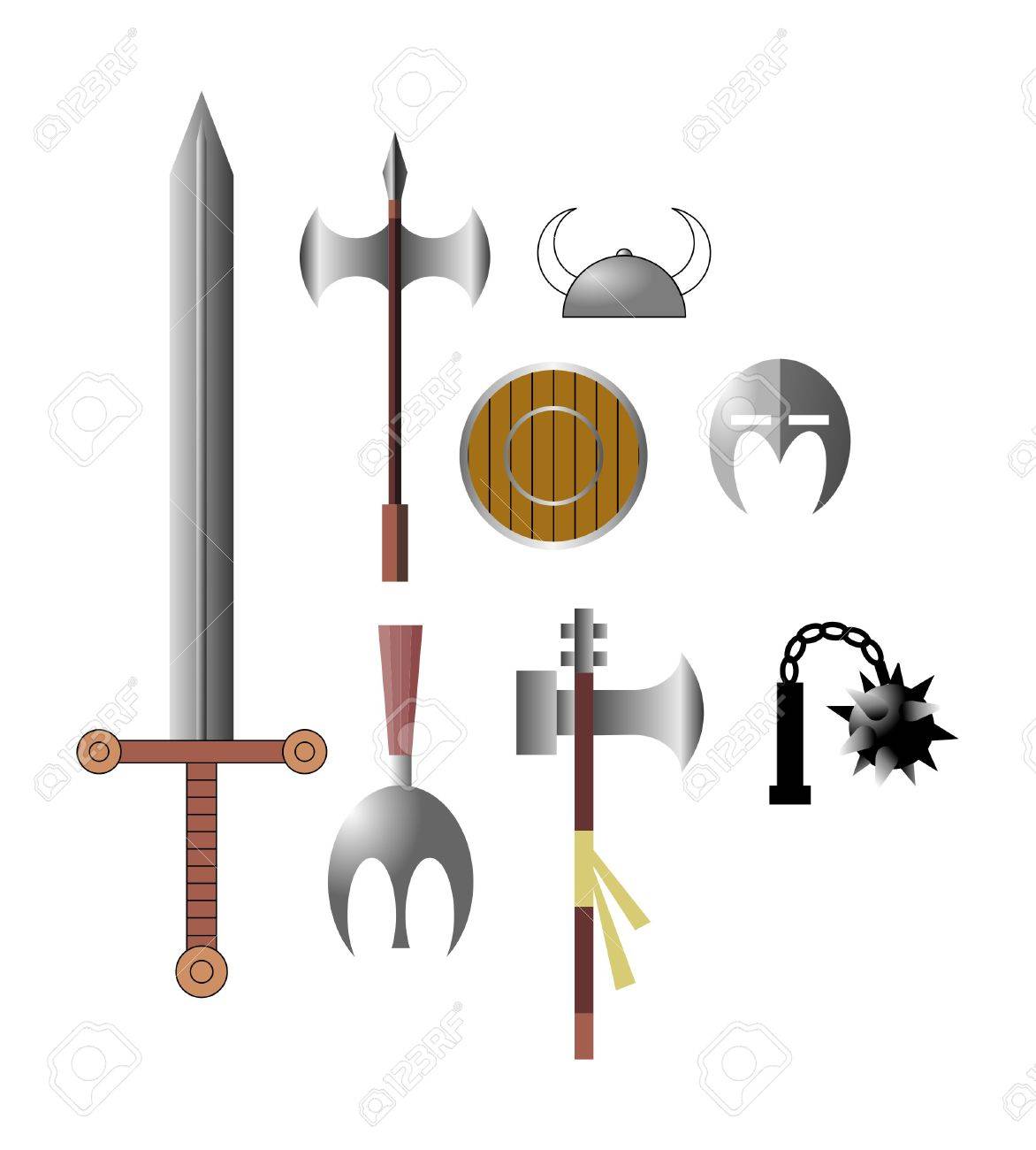 バイキング中世の武器アイコンのイラスト素材 ベクタ Image