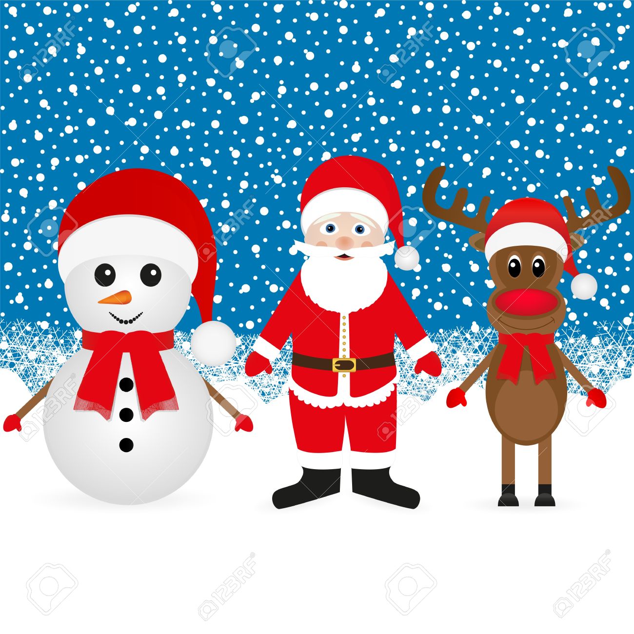 christmas reindeer snowman and santa claus in a winter forest stock vector 22230803 - Christmas Reindeer Pictures christmas reindeer snowman and santa claus in a winter forest stock vector 22230803 - Christmas Reindeer Pictures