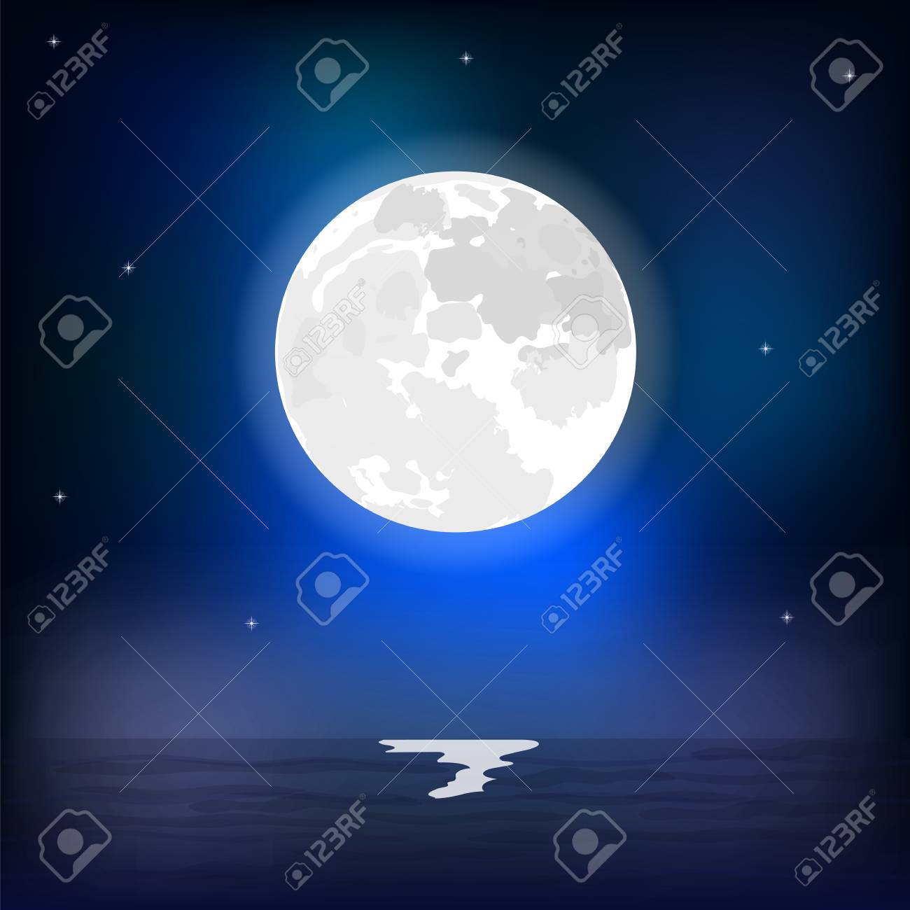 満月の中に夜の海 のイラスト素材 ベクタ Image 満月の中に夜の海 のイラスト素材 ベクタ Image