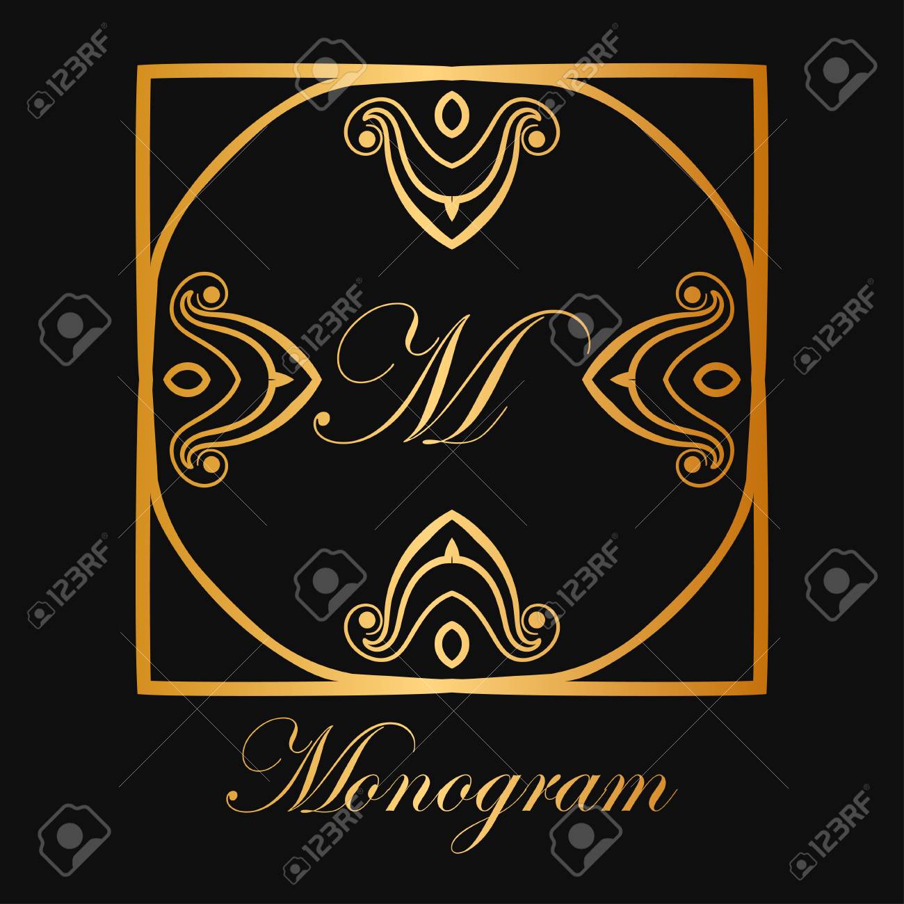 vintage ornamental logo monogram retro luxury frame for design