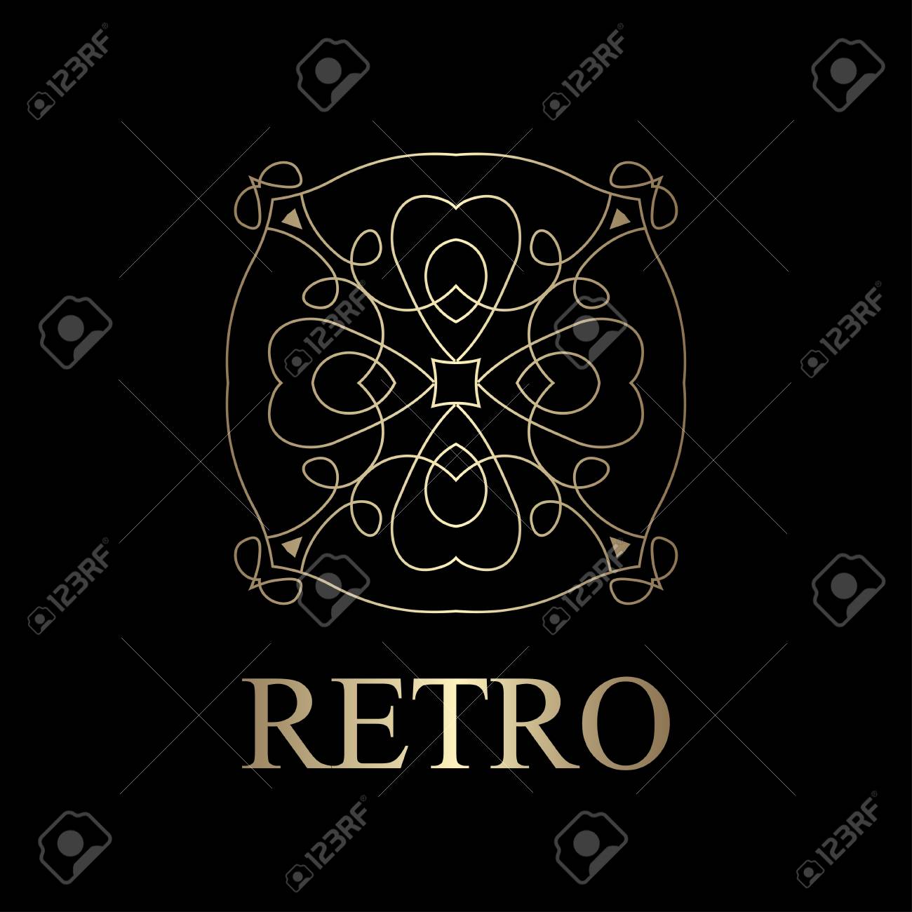 flourishes calligraphic art deco logo emblem template luxury
