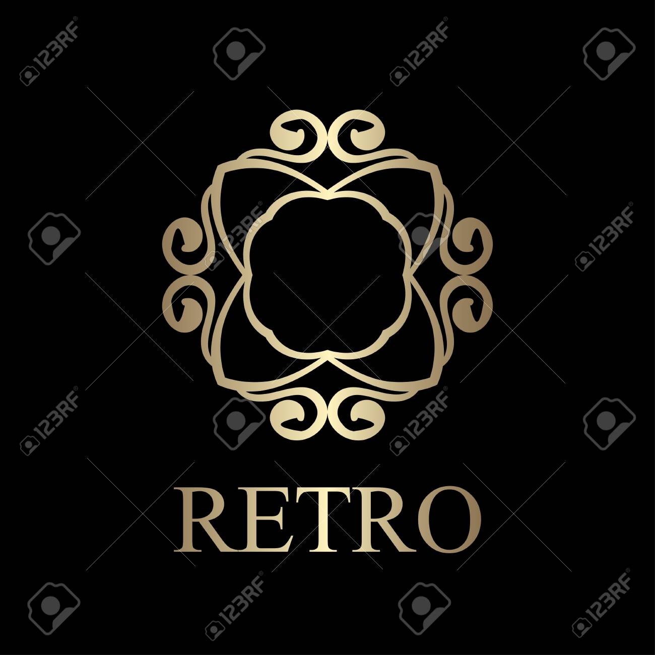 flourishes calligraphic art deco logo emblem template luxury