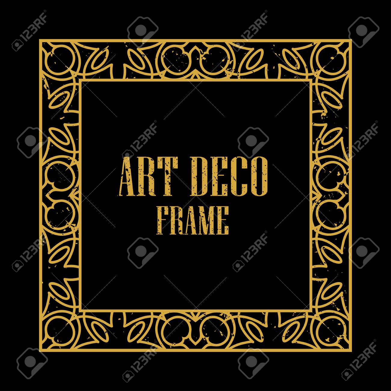 Vintage retro style invitation in Art Deco. Art deco border and..