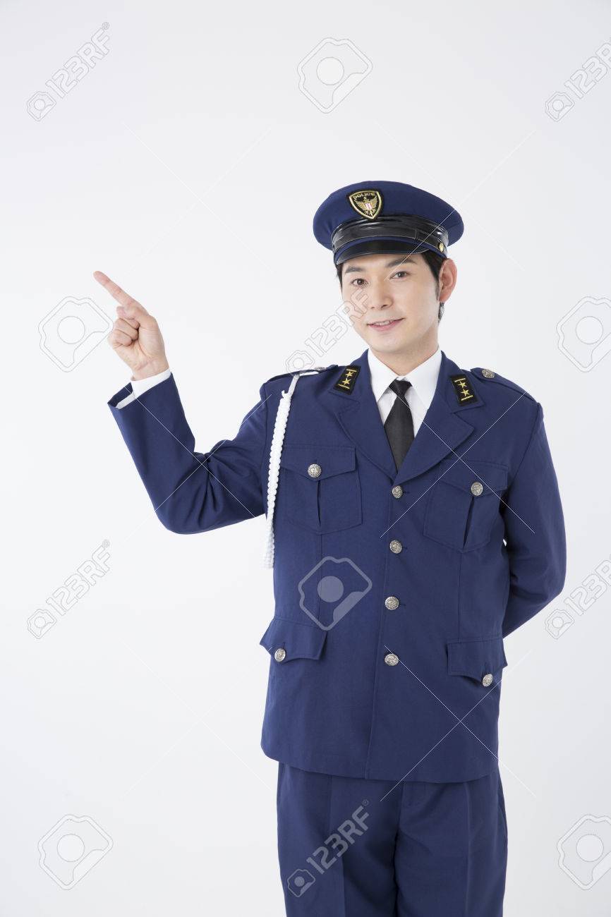 男性警察官を指す の写真素材 画像素材 Image