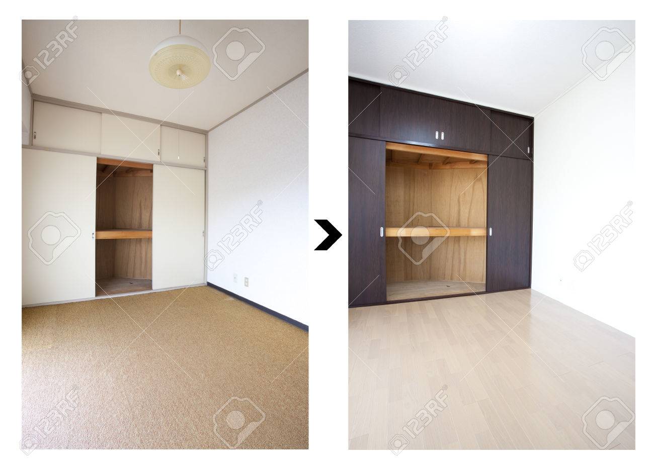 洋室のリフォーム前に と後 の写真素材 画像素材 Image
