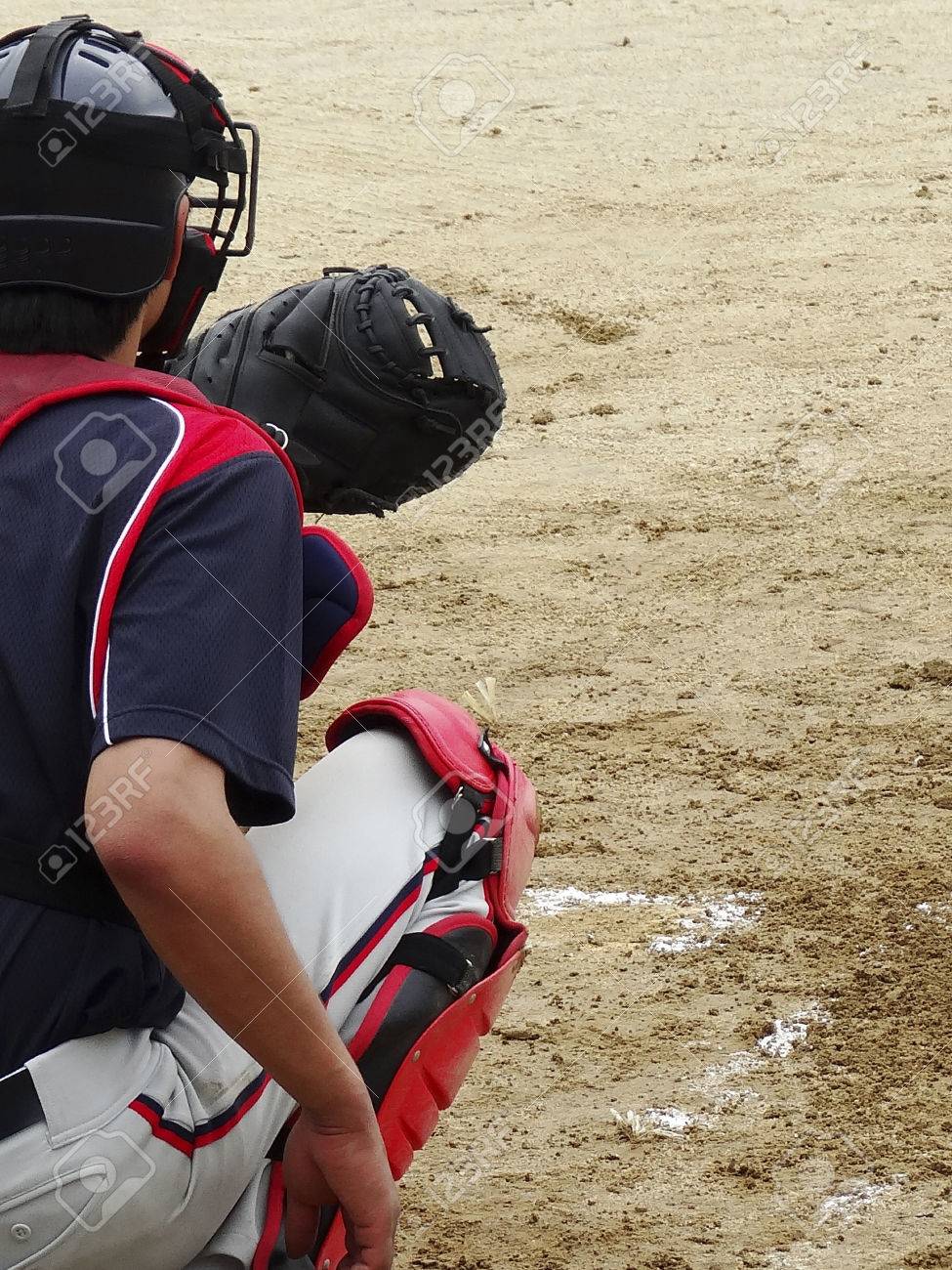 草野球のキャッチャー の写真素材 画像素材 Image