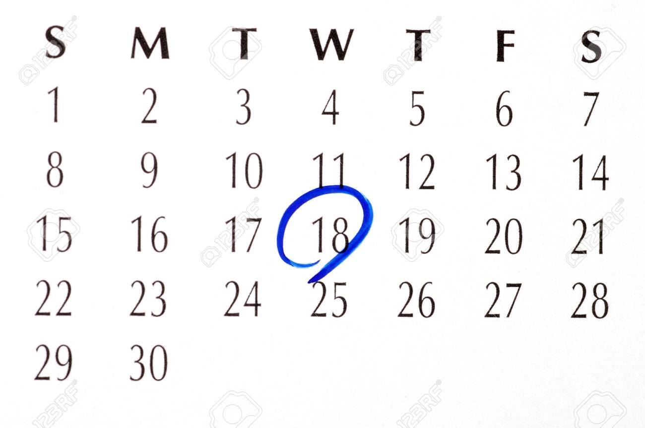 calendar with sunday circled
