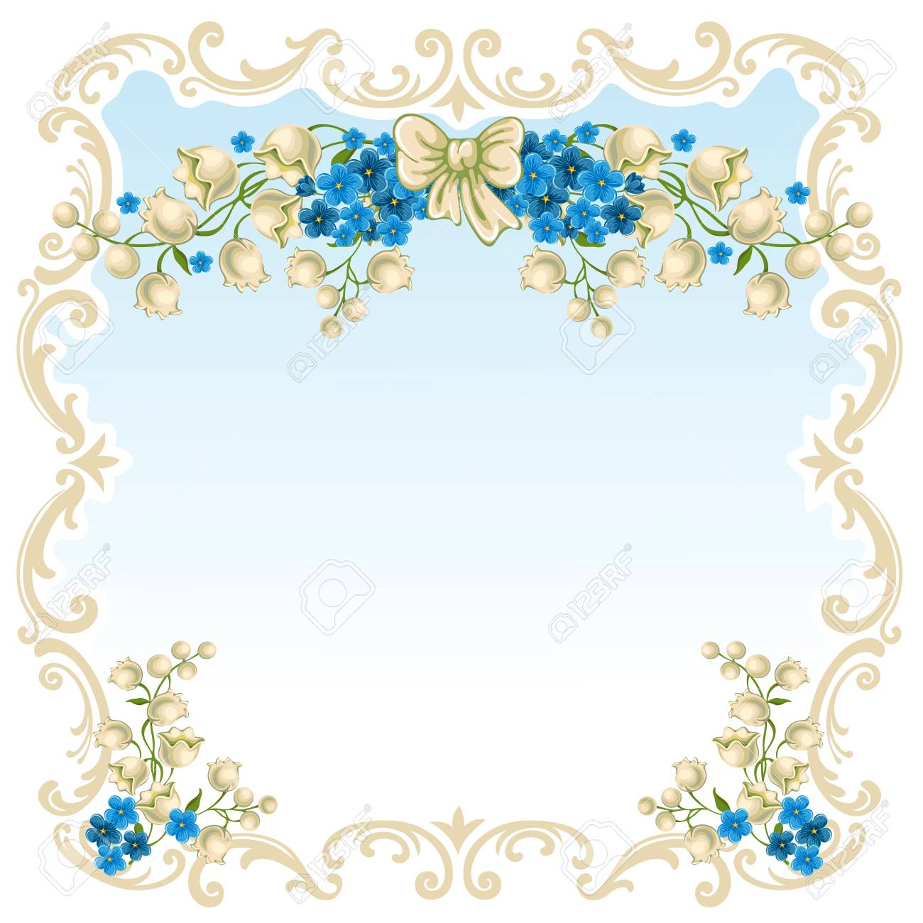 Jolie Carte De Voeux Avec Bouquet De Fleurs Printanieres Et Lieu Pour Votre Texte Clip Art Libres De Droits Vecteurs Et Illustration Image
