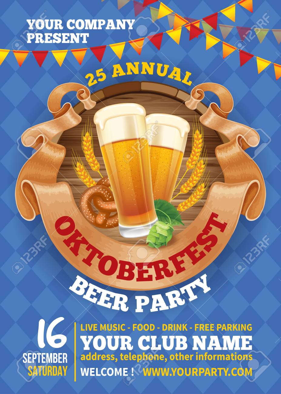 advertisement poster template of oktoberfest beer party with advertisement poster