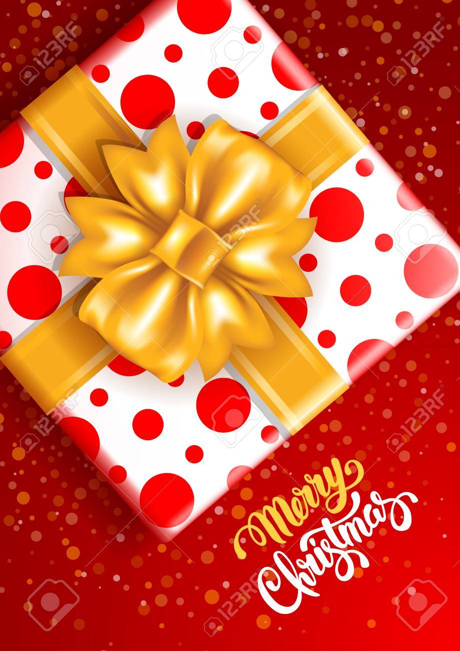 merry christmas festive design big gift box with gorgeous golden