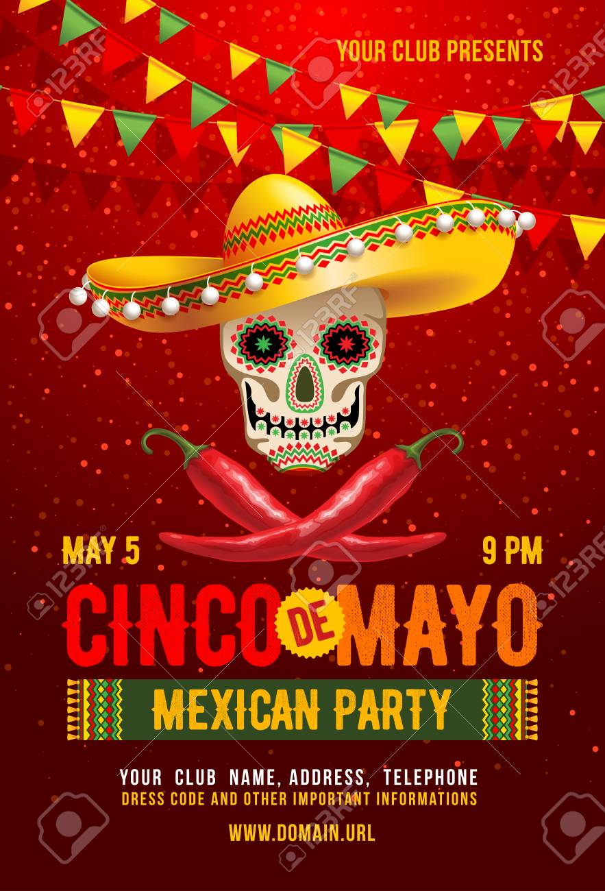 cinco de mayo poster or flyer design template with cheerful decorated cinco de mayo flyers design