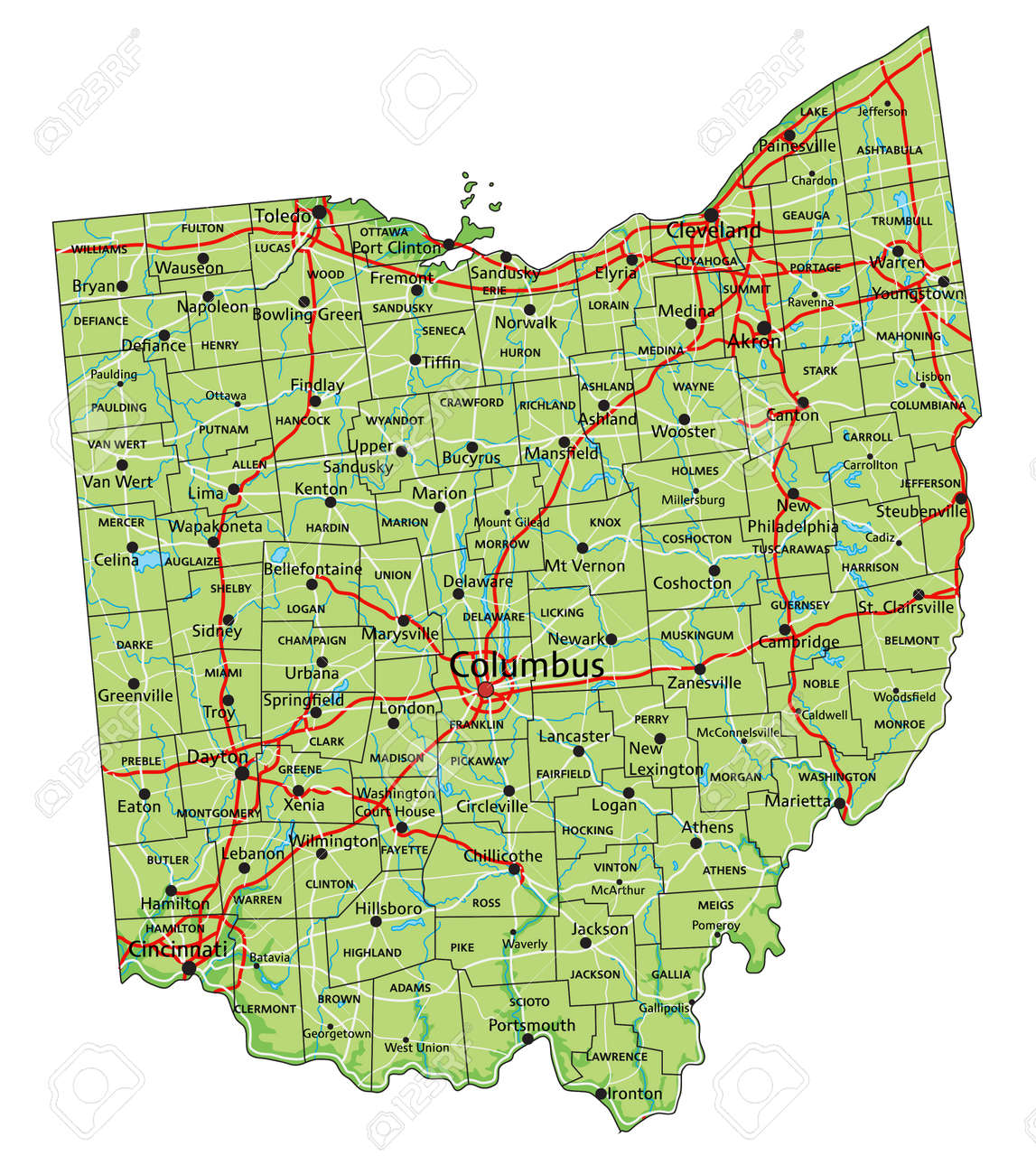 high-detailed-ohio-physical-map-with-labeling-royalty-free-svg-cliparts-vectors-and-stock-illustration-image-180865210 for Free Printable Map Of Ohio High Detailed Ohio Physical Map With Labeling. Royalty Free SVG, Cliparts, Vectors, and Stock Illustration. Image 180865210. for Free Printable Map Of Ohio