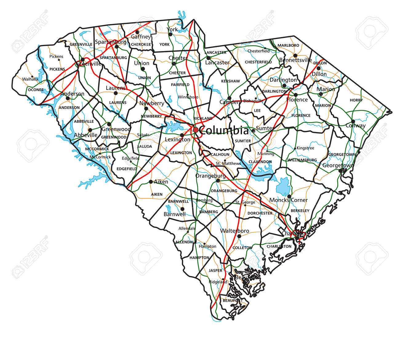 South Carolina Road And Highway Map. Vector Illustration. Royalty Free SVG, Cliparts, Vectors, and Stock Illustration. Image 180865234. south-carolina-road-and-highway-map-vector-illustration-royalty-free-svg-cliparts-vectors-and-stock-illustration-image-180865234