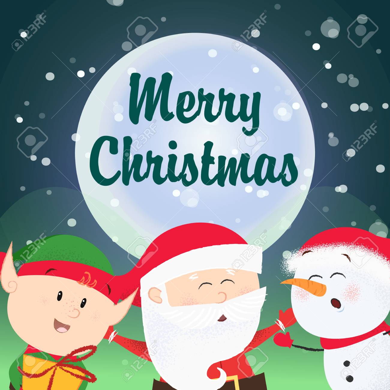 merry christmas flyer design cute singing snowman elf and santa christmas flyer design