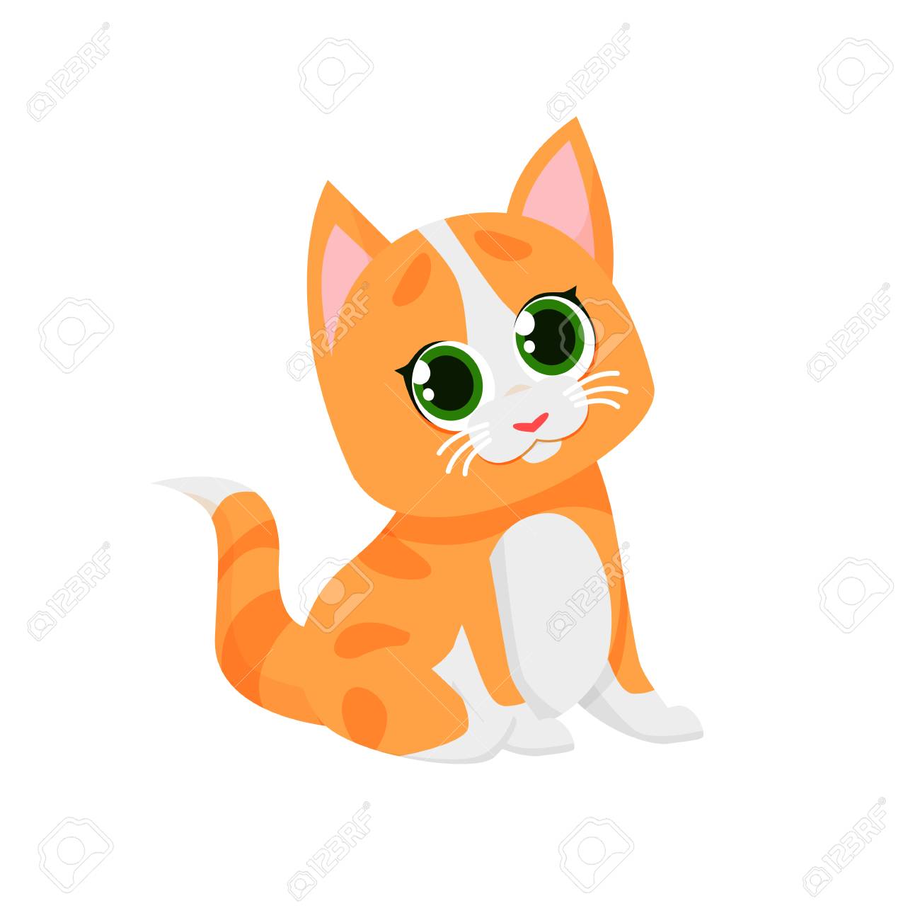 Cartoon Orange Kitten Illustration Kitty Cute Character Family Pet Animal Concept Can Be Used For Topics Like Pets Home Care Royalty Free Svg Cliparts Vectors And Stock Illustration Image