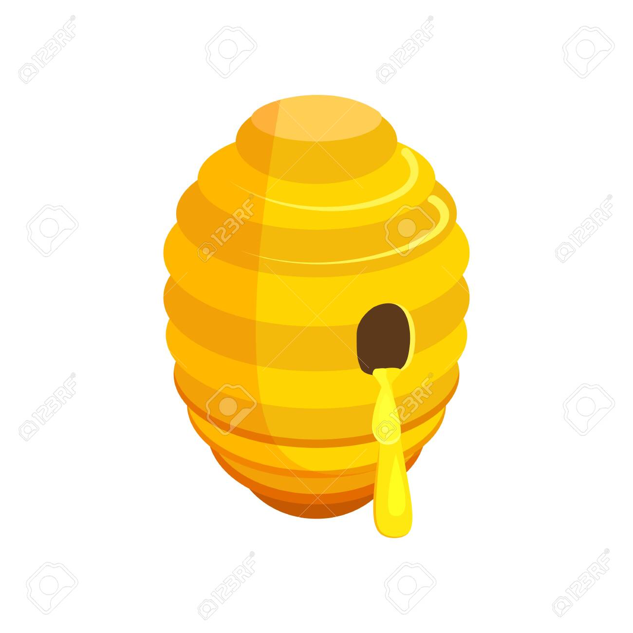 Bee Hive Cartoon Illustration. Honey Dripping From Hole. Honey Concept.  Vector Illustration Can Be Used For Topics Like Nature, Organic Food, Wild  Honey Royalty Free SVG, Cliparts, Vectors, And Stock Illustration. Image