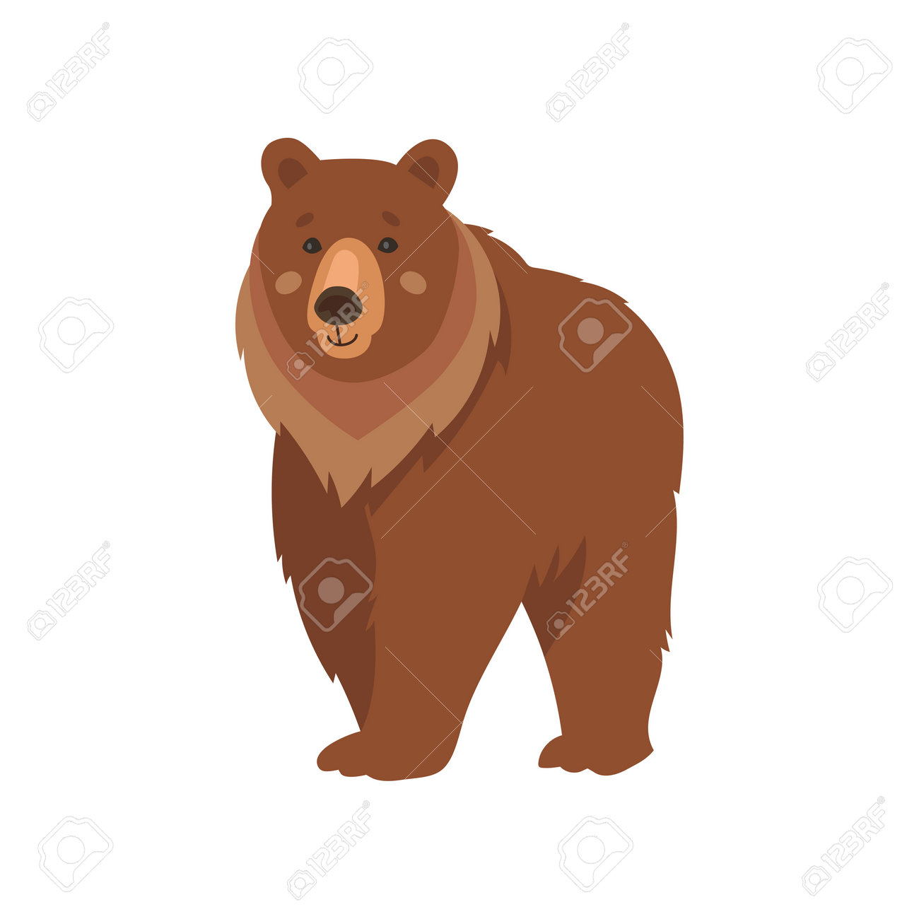 Wild Brown Bear Cartoon Character Flat Vector Illustration. Drawing Of Cute  Comic Grizzly Bear Standing Isolated On White Background. Wildlife, Nature  Concept Royalty Free SVG, Cliparts, Vectors, and Stock Illustration. Image  197158341., image size:1300x1300