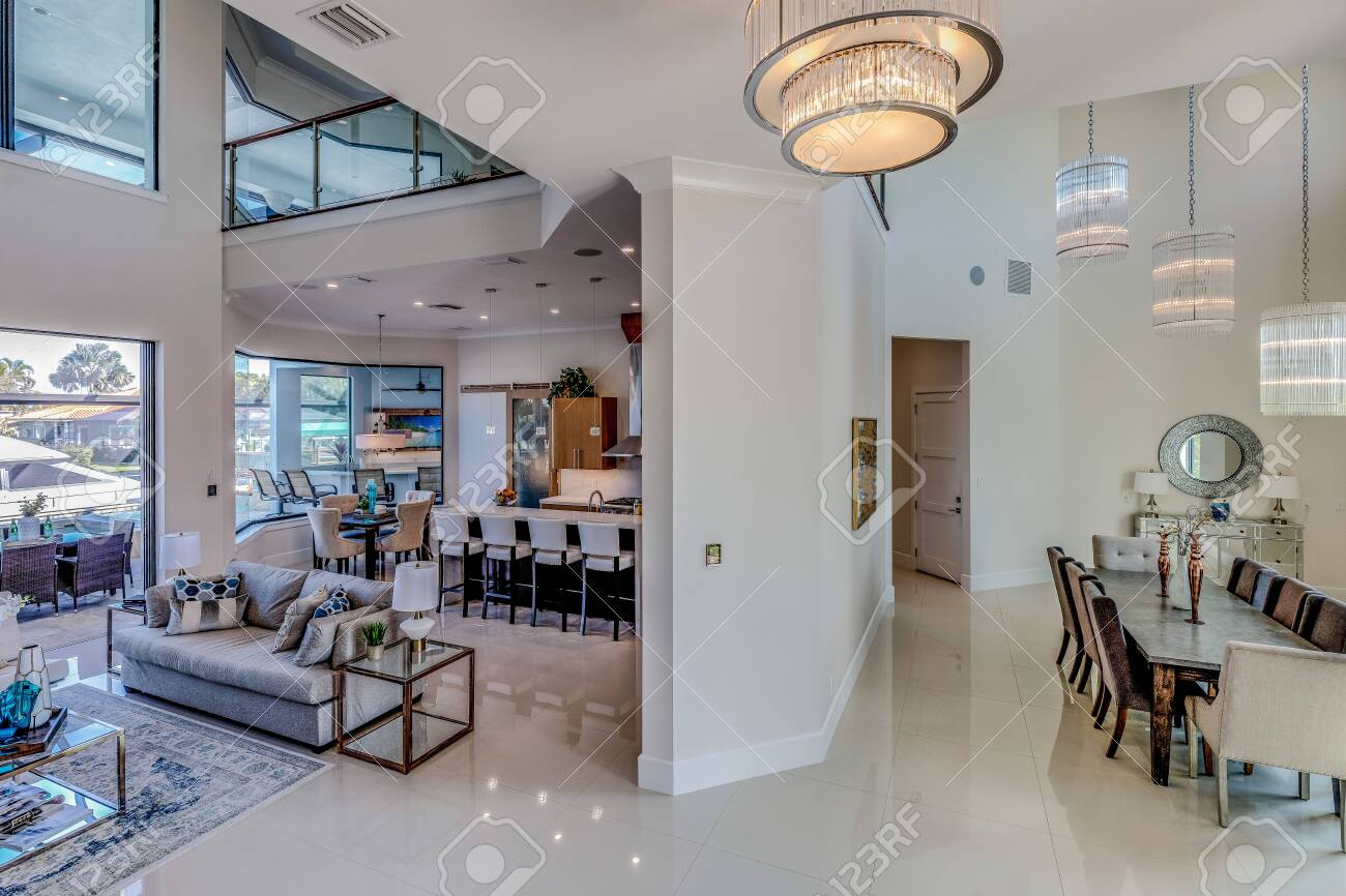 Luxury Florida Home With Open Floor Plan Stock Photo, Picture and Royalty  Free Image. Image 143008583., image size:1300x866