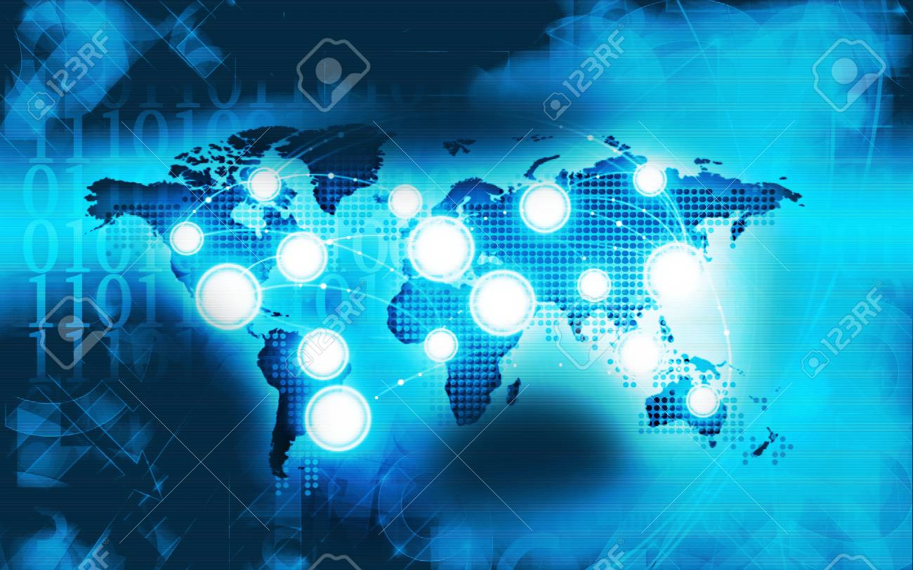 stock photo technology network business light blue background