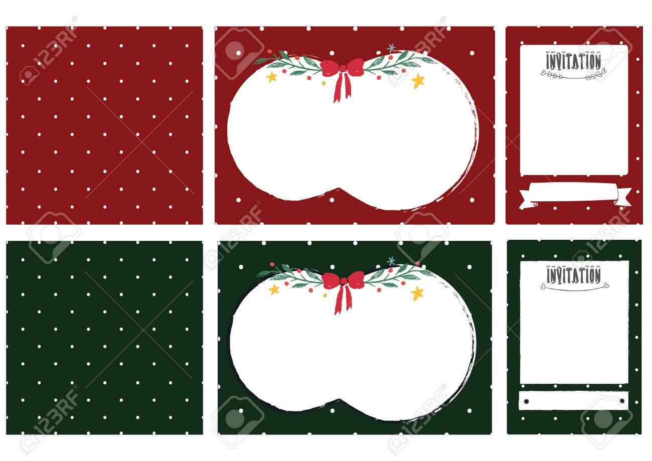 christmas cute polkadot invitation cards set royalty free cliparts