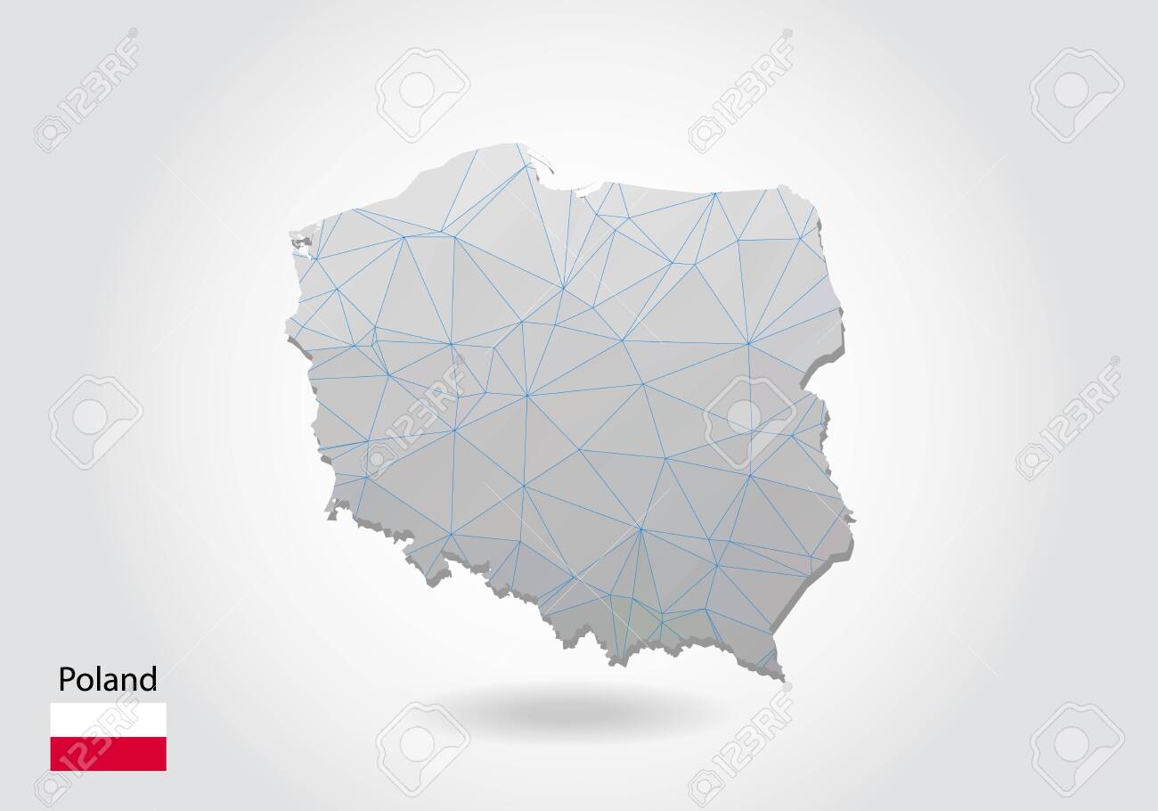 Vector polygonal Poland map. Low poly design. map made of triangles on white background. geometric rumpled triangular low poly style gradient graphic, line dots, UI design. - 141758778 Vector polygonal Poland map. Low poly design. map made of triangles on white background. geometric rumpled triangular low poly style gradient graphic, line dots, UI design. - 141758778