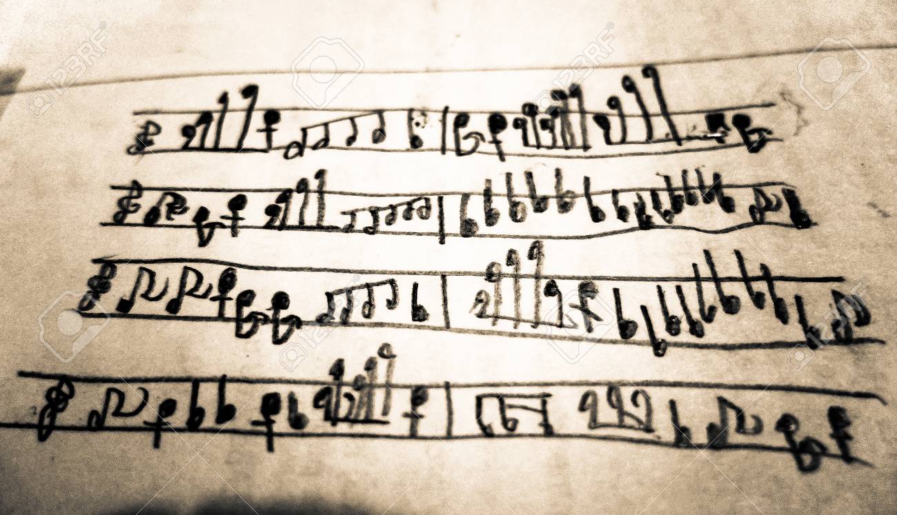 5 歳の子供の手書きの音符 の写真素材 画像素材 Image