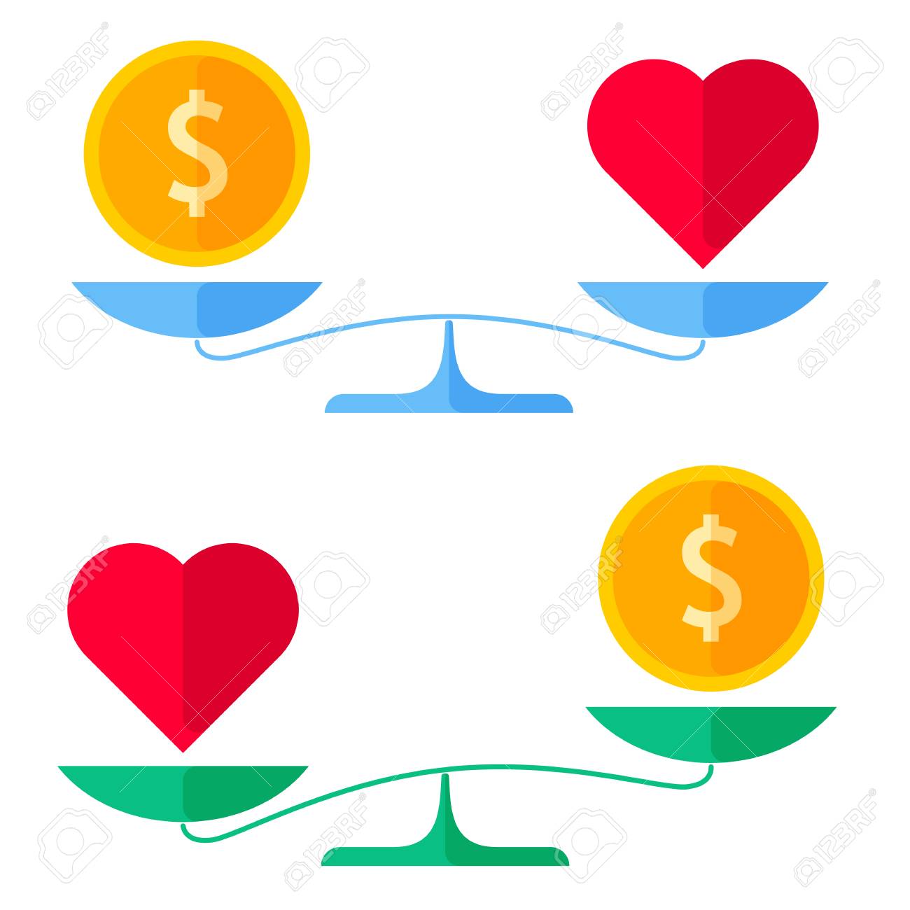 https://previews.123rf.com/images/peart/peart1703/peart170300074/72901752-dollar-coin-and-a-heart-on-a-scales-flat-concept-illustration-of-balance-wealth-and-health-symbols.jpg