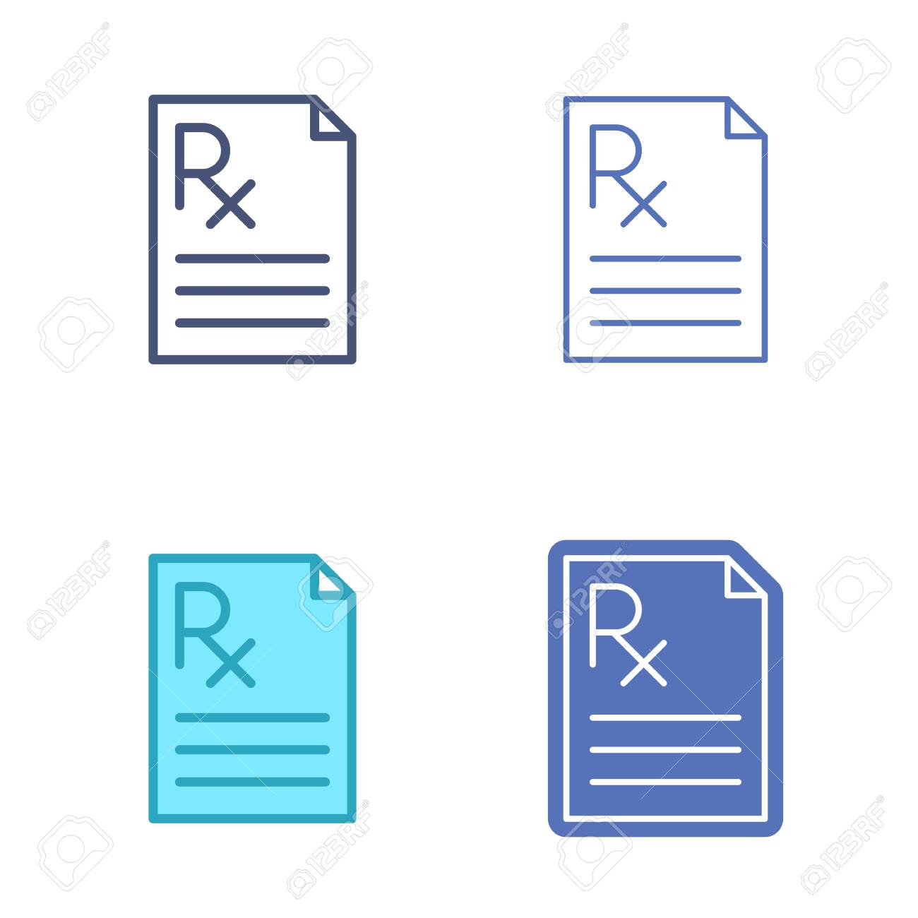paper sheet with prescription symbol rx document vector outline prescription sheet