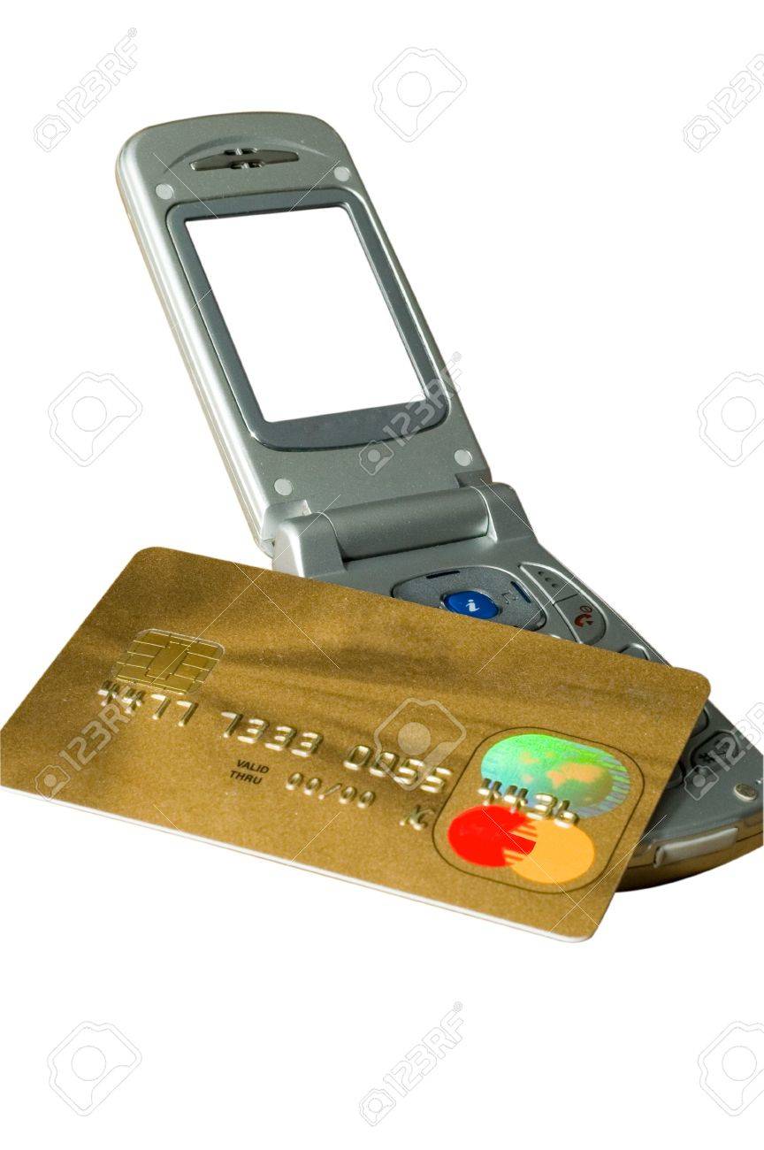 Mobile E Commerce Concetto Con Una Carta Di Credito Contiene Una Schermata Vuota E Non è Valido Numero Di Carta Di Credito