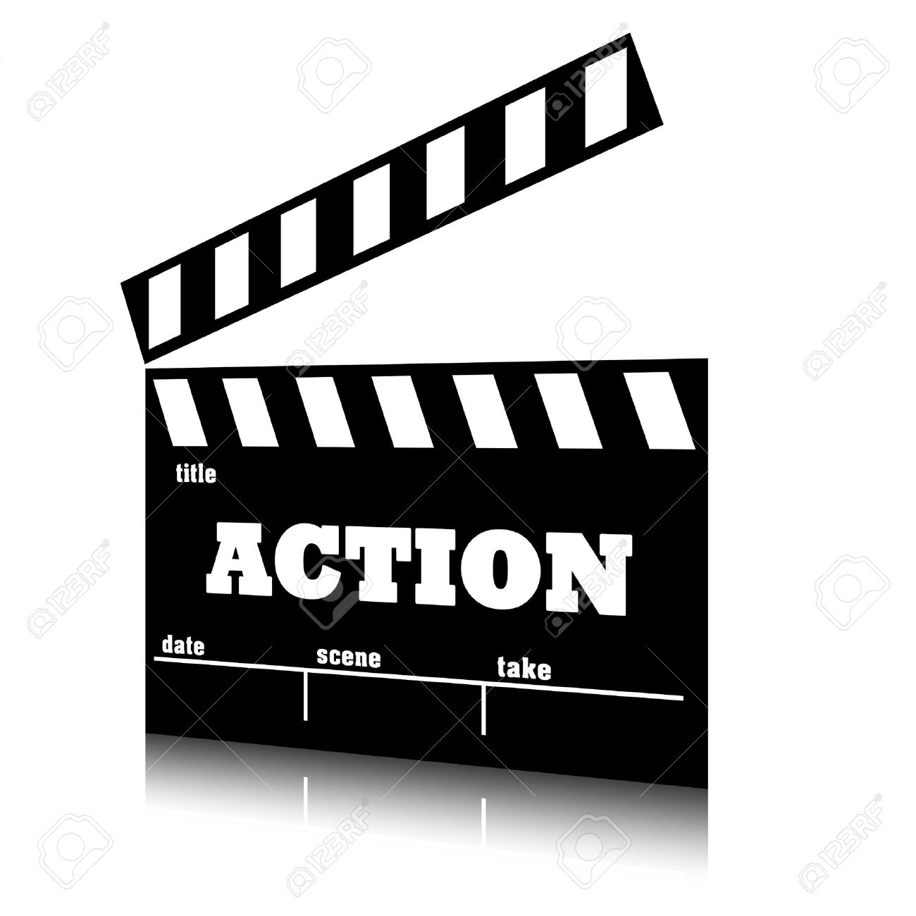 Clap film of cinema action genre, clapperboard text illustration. Stock Illustration - 16084899