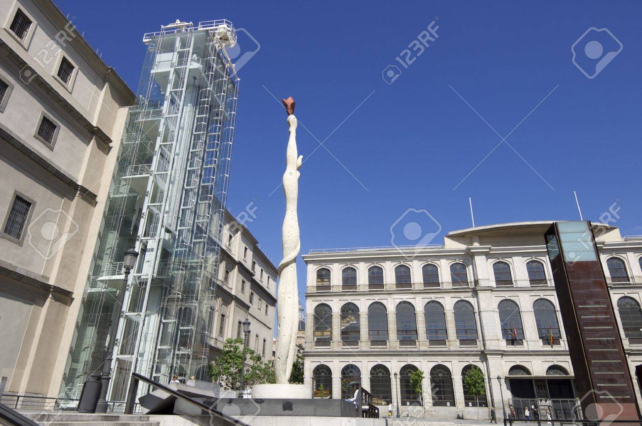 Madrid, Spain - June 7, 2008: tourists at the main entrance of the museum Reina Sofia. This museum is dedicated to the exhibition of modern and contemporary art and is one of the most visited in the city of Madrid - 18009356 Madrid, Spain - June 7, 2008: tourists at the main entrance of the museum Reina Sofia. This museum is dedicated to the exhibition of modern and contemporary art and is one of the most visited in the city of Madrid - 18009356