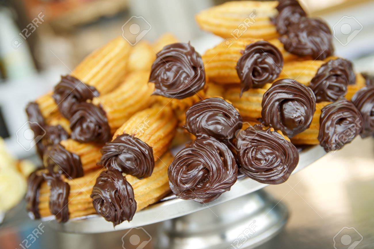 Group of typical churros at a stall, Spain. - 68625930 Group of typical churros at a stall, Spain. - 68625930