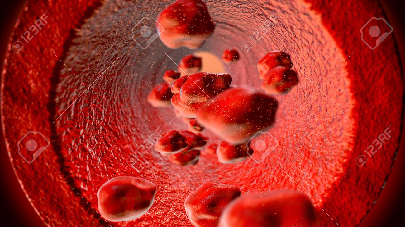 Red blood cells flowing through the blood vessel - 91316309 Red blood cells flowing through the blood vessel - 91316309